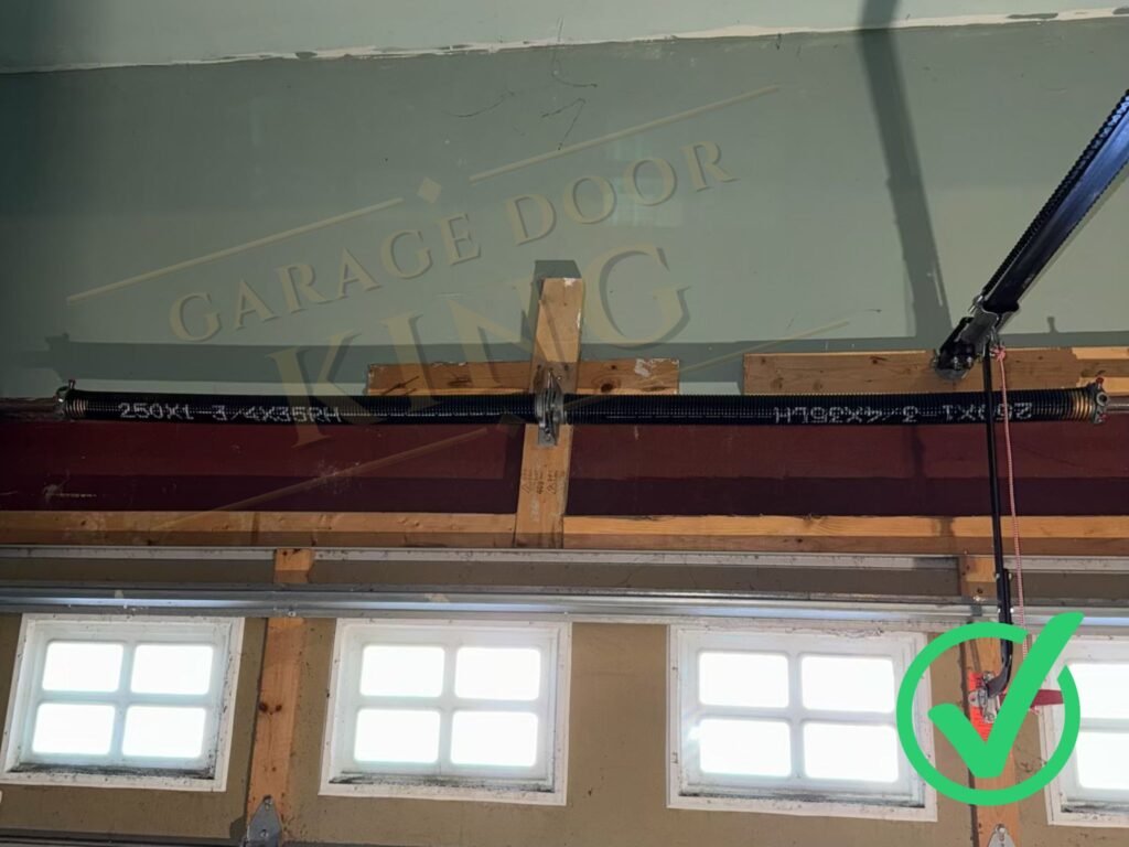 Our installation of a double torsion spring replacement on a garage door in Mississauga.